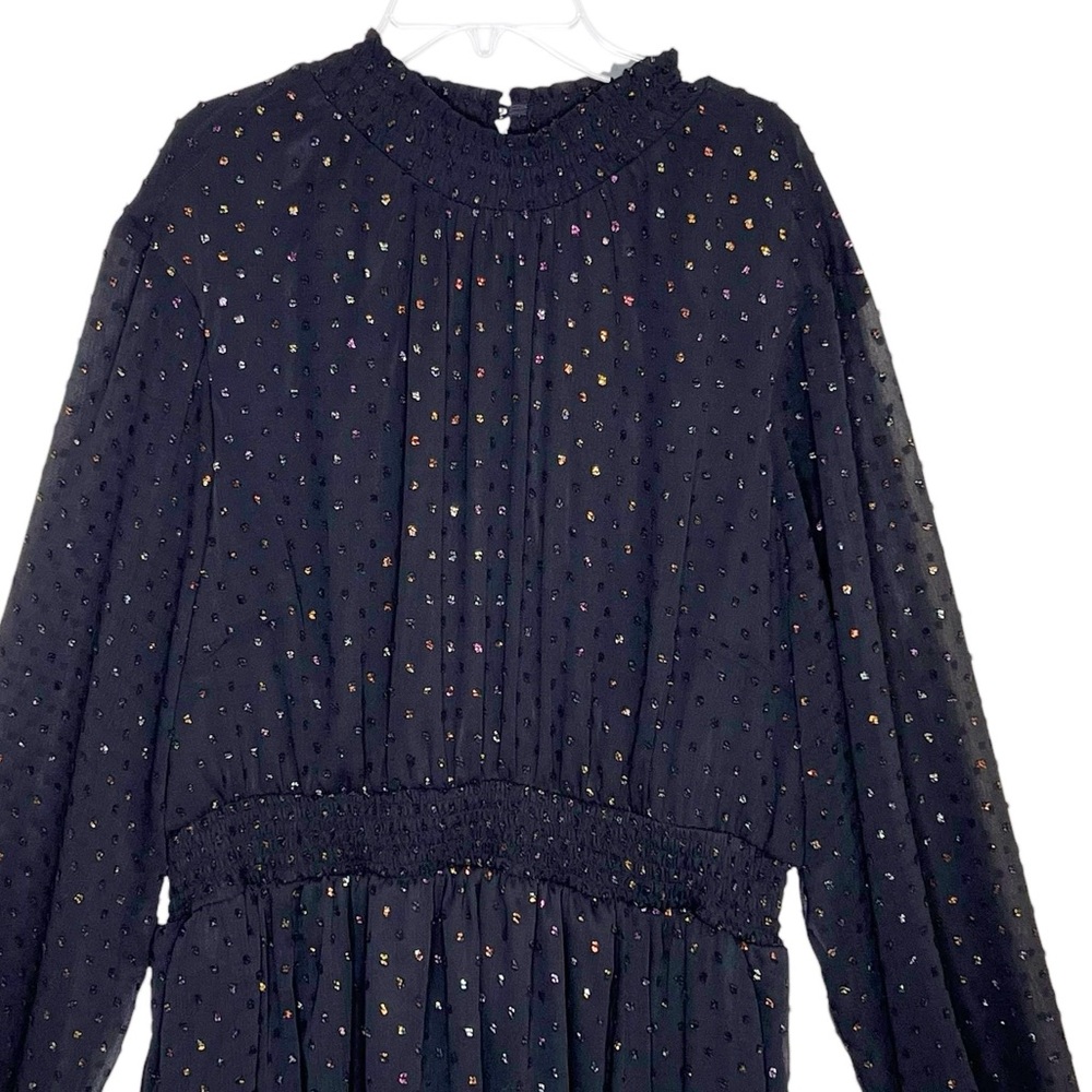Torrid Mini Clip Dot Blouson Sleeve Dress Size 1X Women Plus Size Black Metallic - Picture 6 of 12
